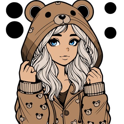 realistic girl in a animal pjs hoodie