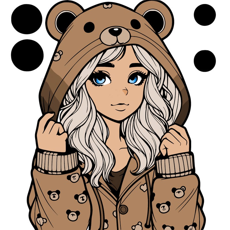 realistic girl in a animal pjs hoodie