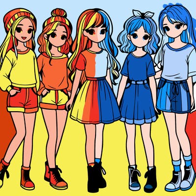 a group of five girls