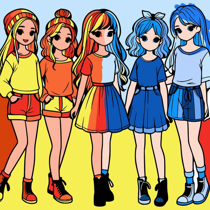 a group of five girls