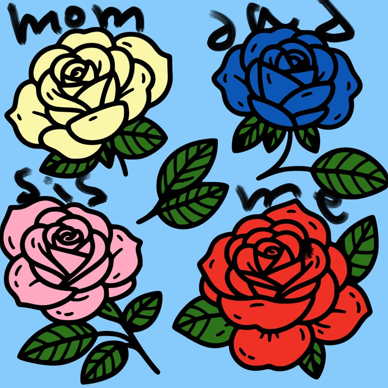 cute four pieces roses