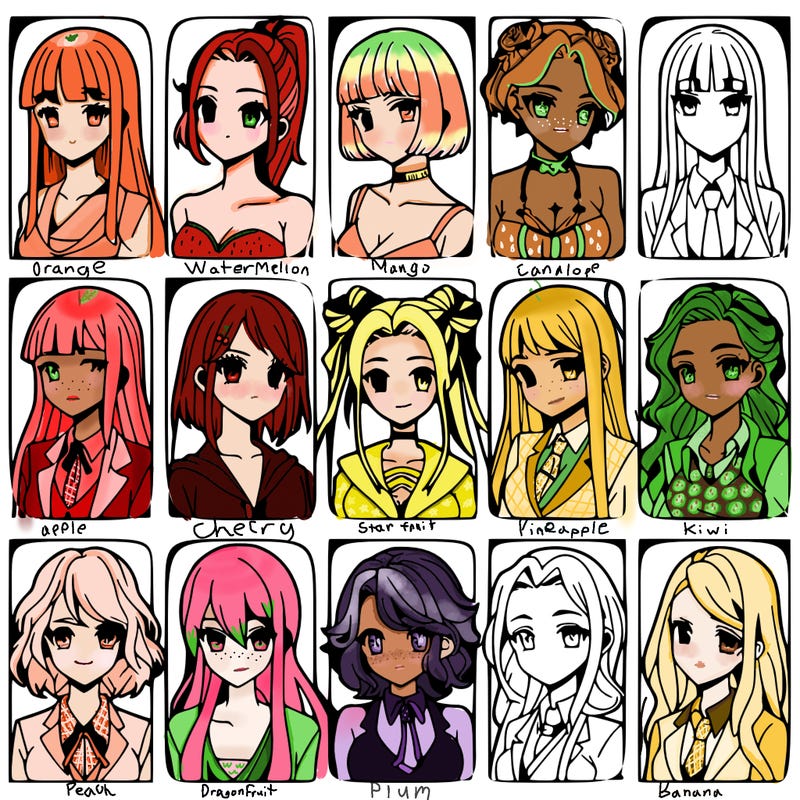 girls that look diffrent anime