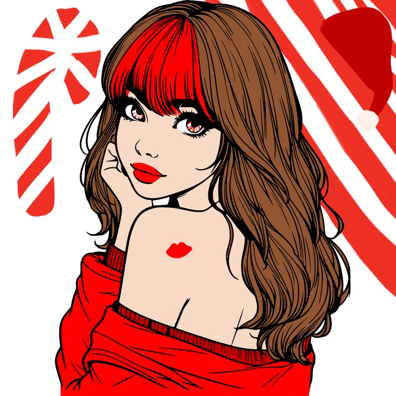 realistic girl with bangs looking over her shoulder