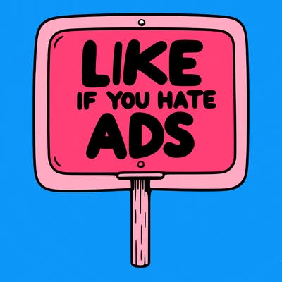 a sign that says like if you hate ads