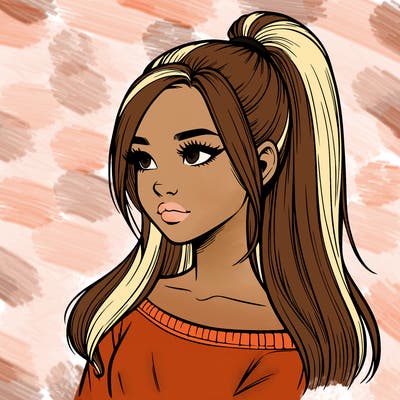 realistic girl with a high ponytail