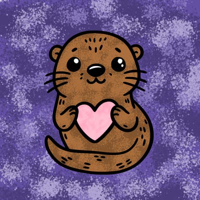 otter with a heart