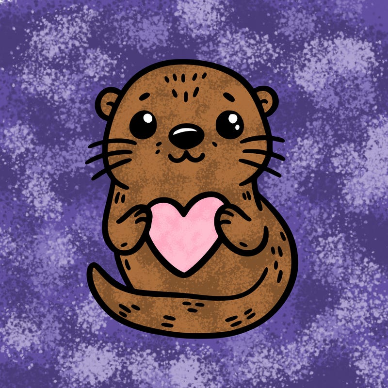 otter with a heart