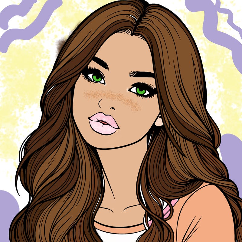 realistic girl with hair on her hair and lips