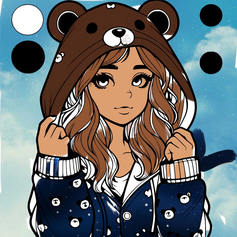 realistic girl in a animal pjs hoodie