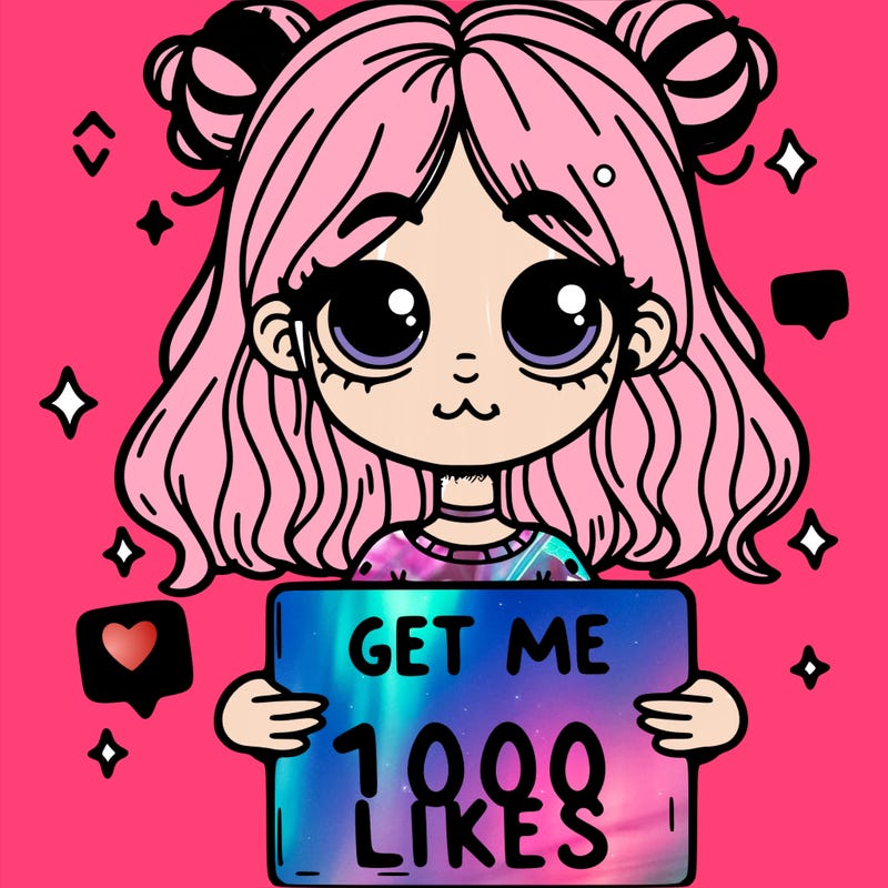 a girl with a sign that says get me 100 likes
