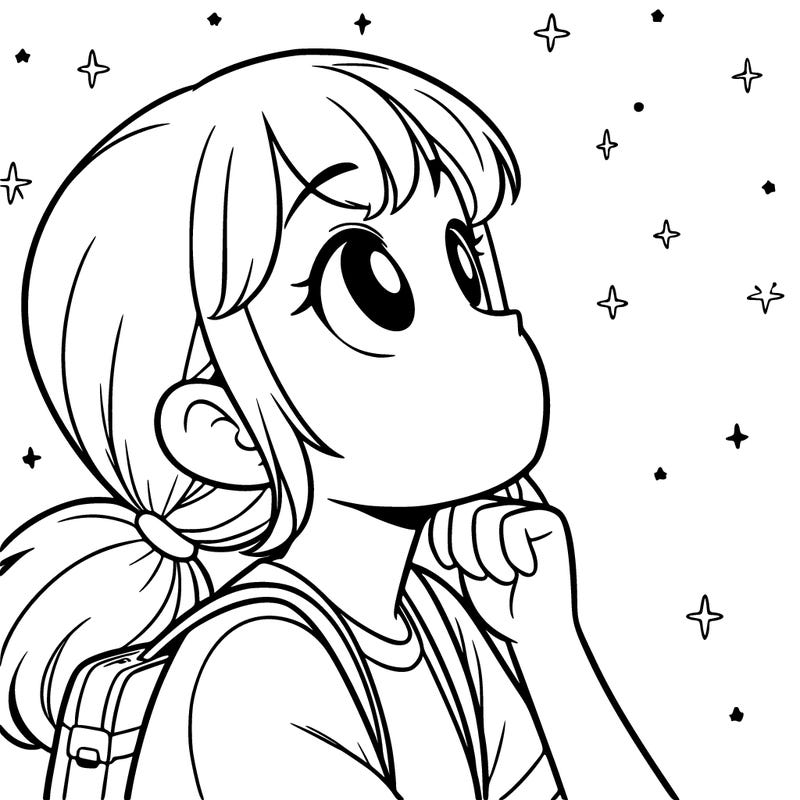 as girl staring up at space