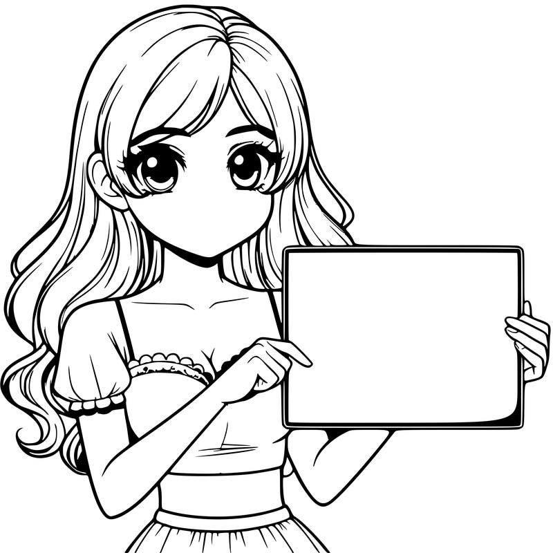 realistic pretty girl holding blank sign