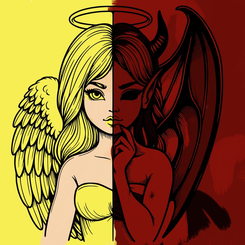 realistic angel half demon