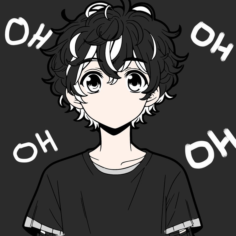 manga boy with curly hair