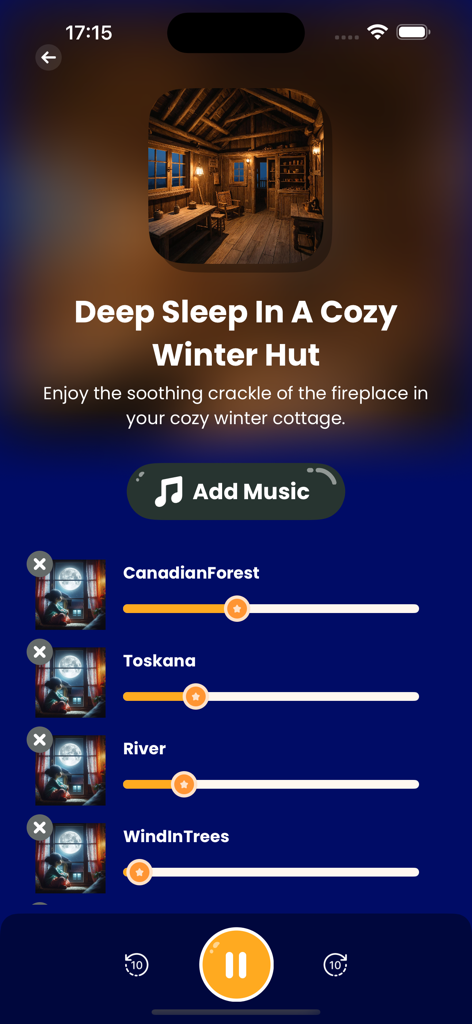 Amor: Drama, Shorts, Stories - Amor app interface displaying customizable ambient sound settings for an immersive reading experience