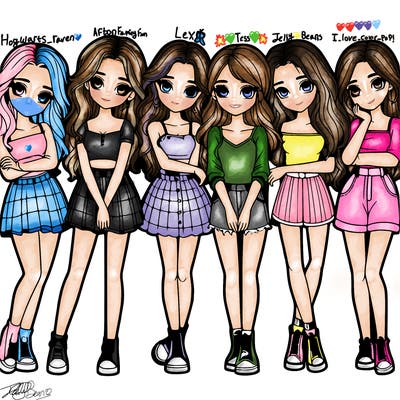 a group of girls realistic