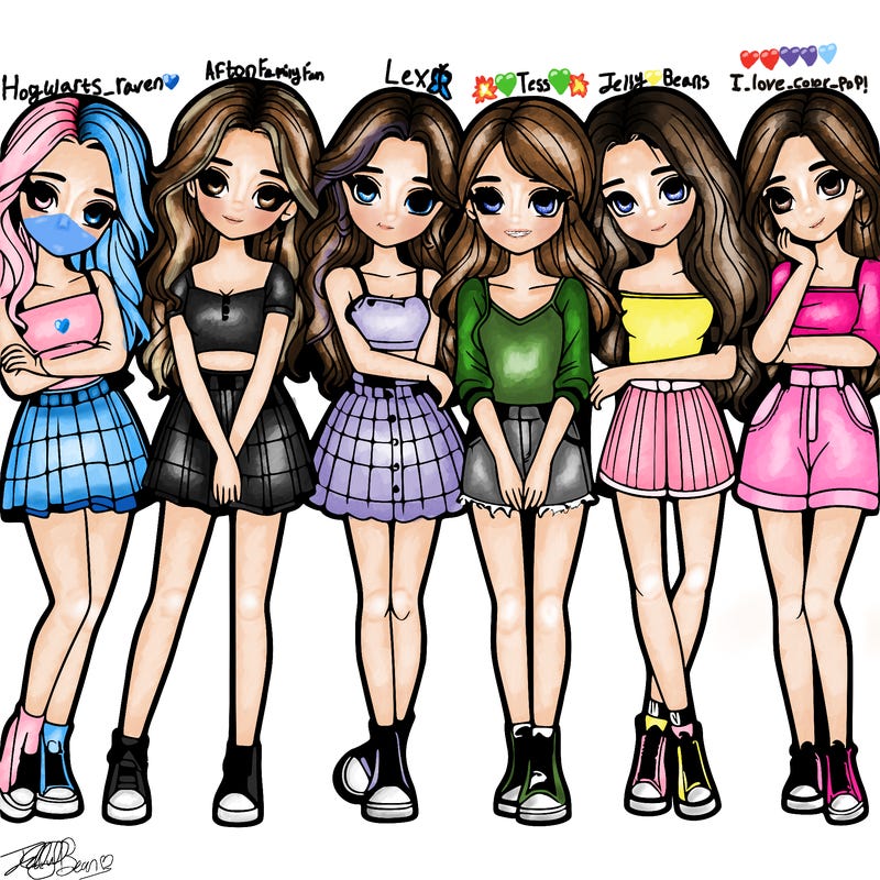 a group of girls realistic