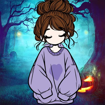 girl with baggy sweatshirt and messy bun