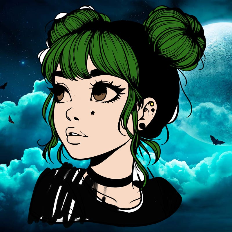 realistic girl with spacebuns