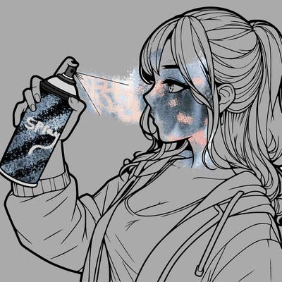 a realistic girl spray, painting