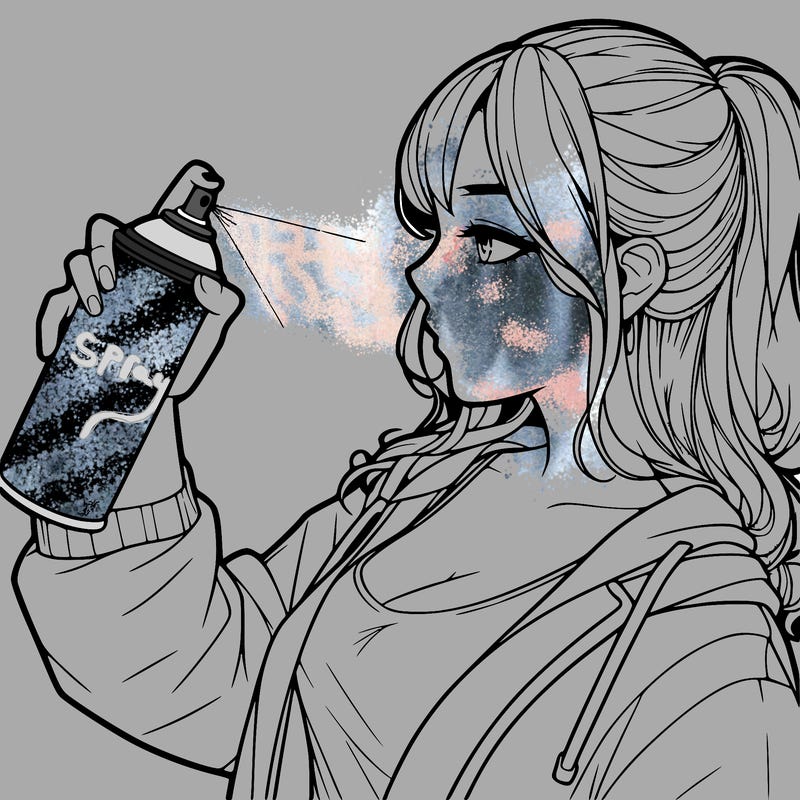 a realistic girl spray, painting