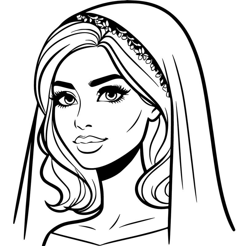a mature girl with a gorgeous face with a veil