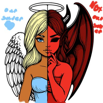 realistic angel half demon