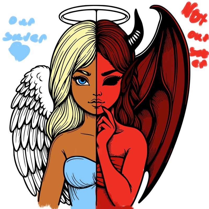 realistic angel half demon