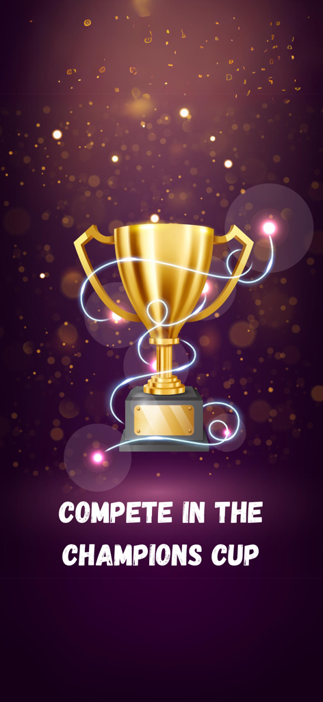 Trofeo dorado de la Copa de Campeones en la aplicación Wicket Cricket Manager