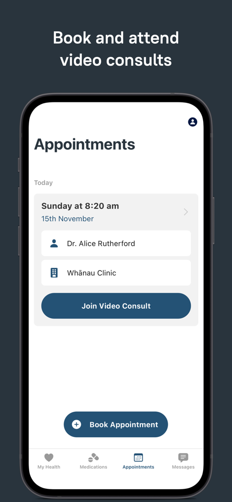 Tō Mai - Tela de agendamentos do aplicativo To Mai mostrando uma teleconsulta agendada com um médico.