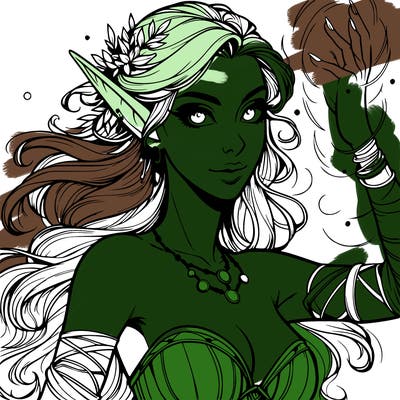 realistic elven woman glow magic wild chaos