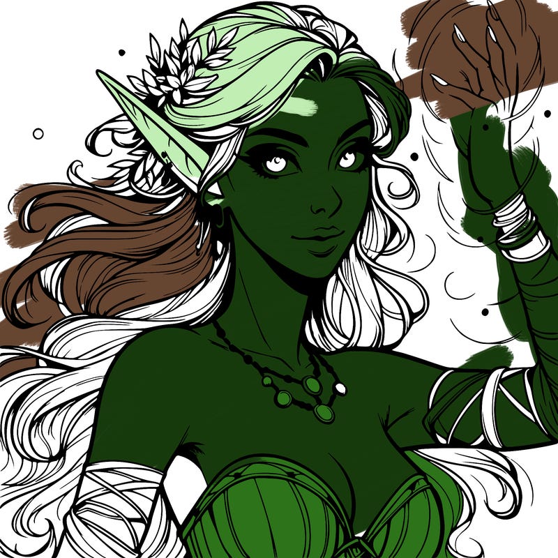 realistic elven woman glow magic wild chaos