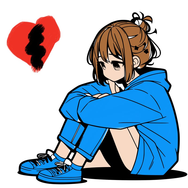 sad anime girl sitting alone
