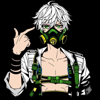hot anime boy wearing gas mask