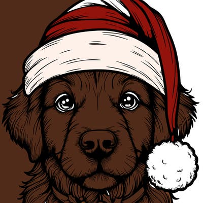 realistic dog with a christmas hat