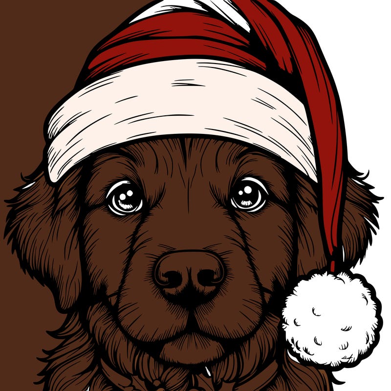 realistic dog with a christmas hat
