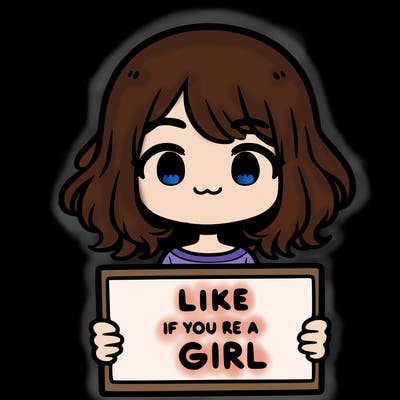 a cute girl holding a sign that says like if you’re a girl
