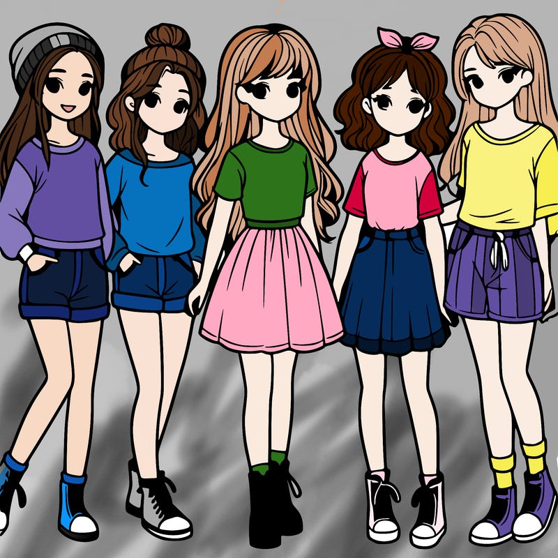 a group of five girls