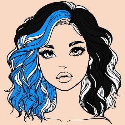 realistic girl with wavy hair and lips