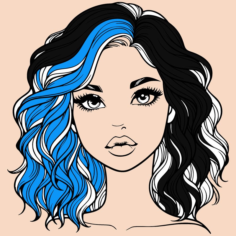 realistic girl with wavy hair and lips