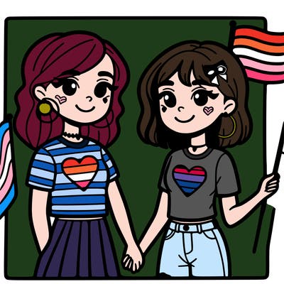 two girls, pride month