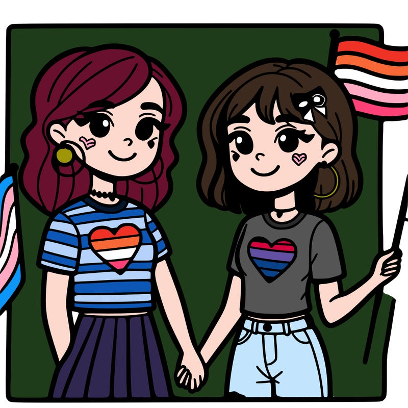 two girls, pride month