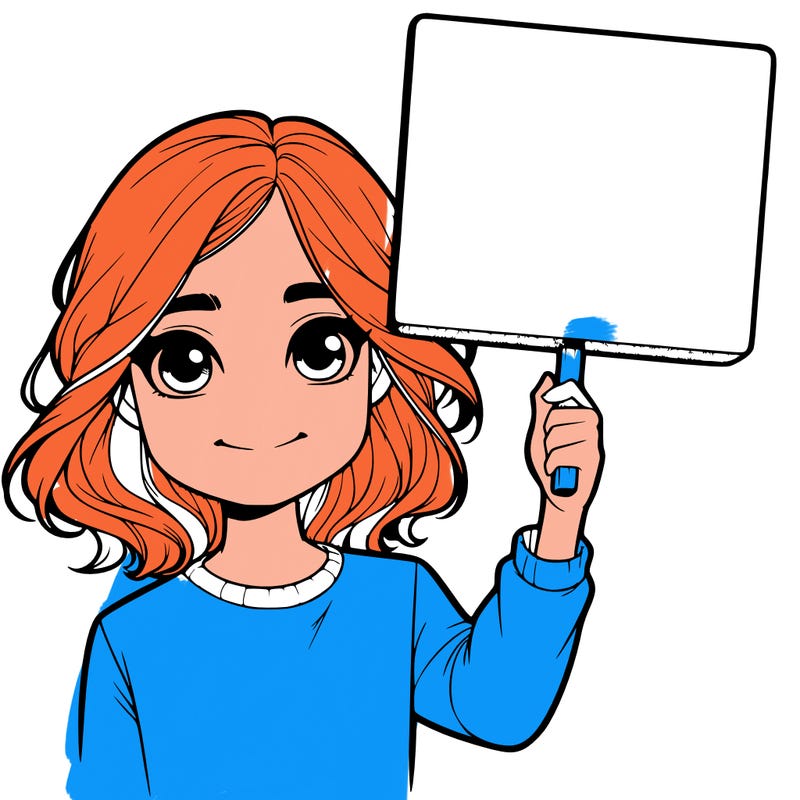 realistic girl holding up a sign