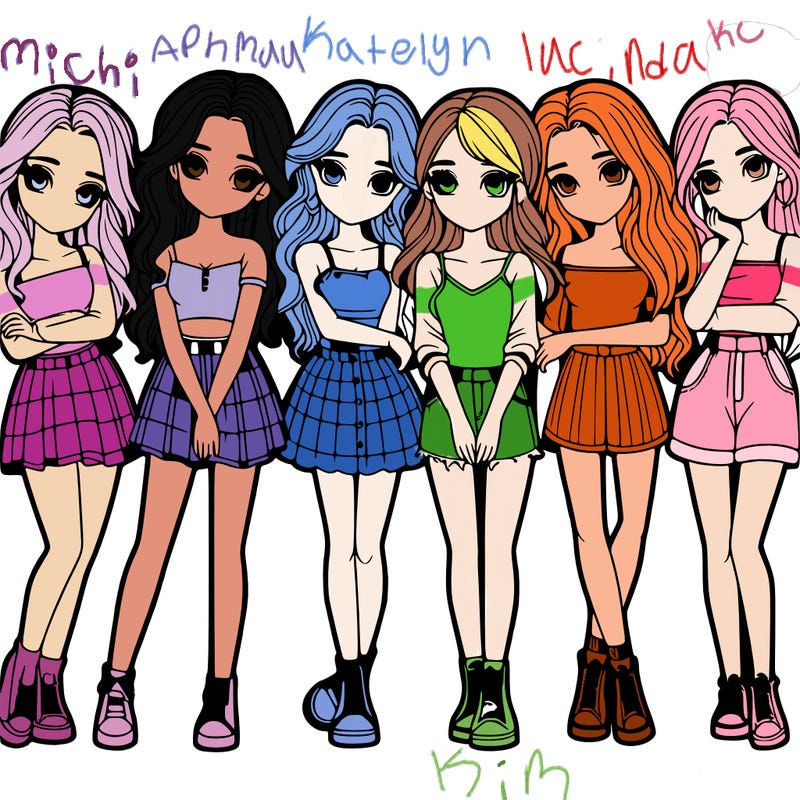 a group of girls realistic