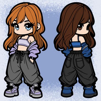 girl in crop top and baggy pants