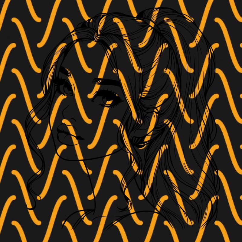 realistic girl with a ponytail on her hair and lips