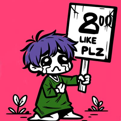 small poor toddler crying with sign that says 2 like plz