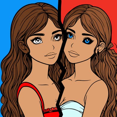 split realistic girl