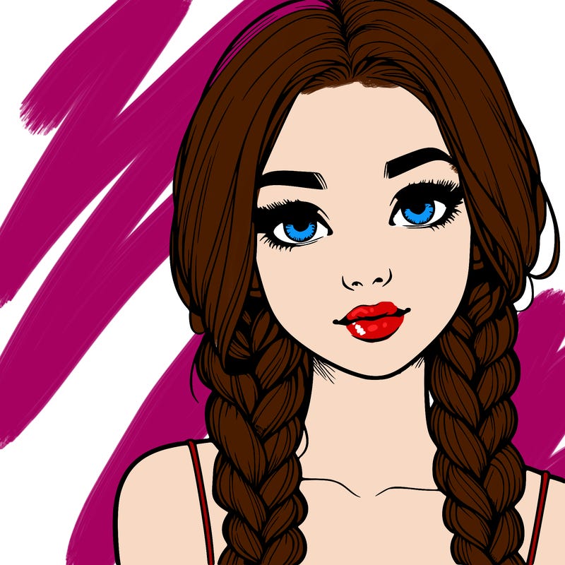 realistic girl with braids