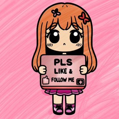 girl holding a sign that says pls like and follow me